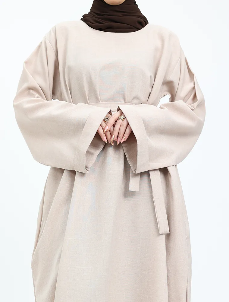Beige Linen Abaya